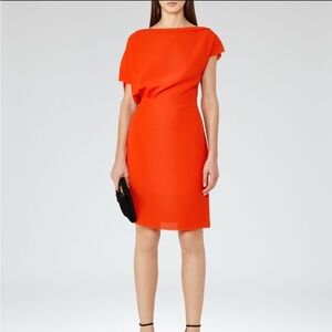 Reiss Asymmetrical Draped Cocktail Dress Orange | Women’s Size 4